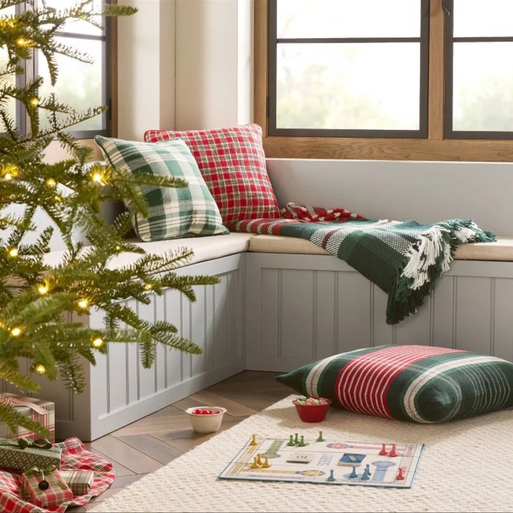 50”x60” Chunky Plaid Throw Blanket Red/Green— Hearth & Hand with Magnolia